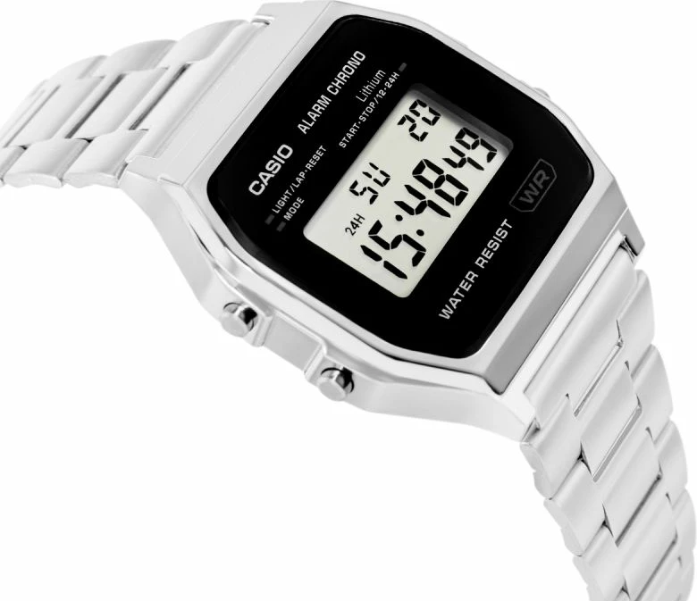 Orë dore digjitale femra CASIO Vintage A158WEA-1EF, argjend