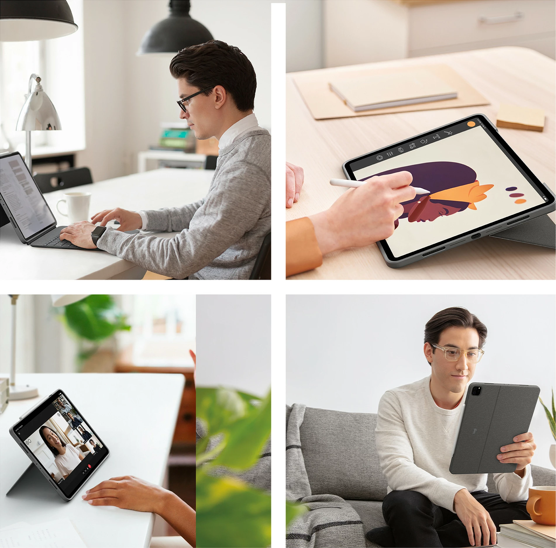 Mbështjellës me tastierë Logitech Combo Touch për iPad Pro 12.9, QWERTZ, Oxford Grey