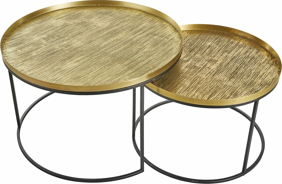 Set tavolinash kafeje Totale, 2 copë, ngjyrë bronzi antik dhe e zezë, 76x76x43.5