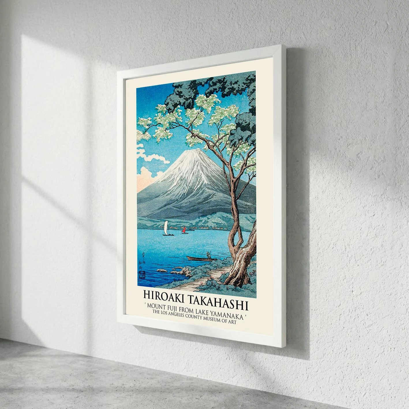Pikturë dekorative me kornizë, Mount Fuji nga Lake Yamanaka, shumëngjyrëshe, 55x75cm