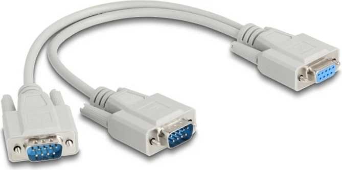 Adapter kabllo Y DeLOCK DB9 (D-Sub 9), 1x femër në 2x mashkull, 30 cm, bezhë