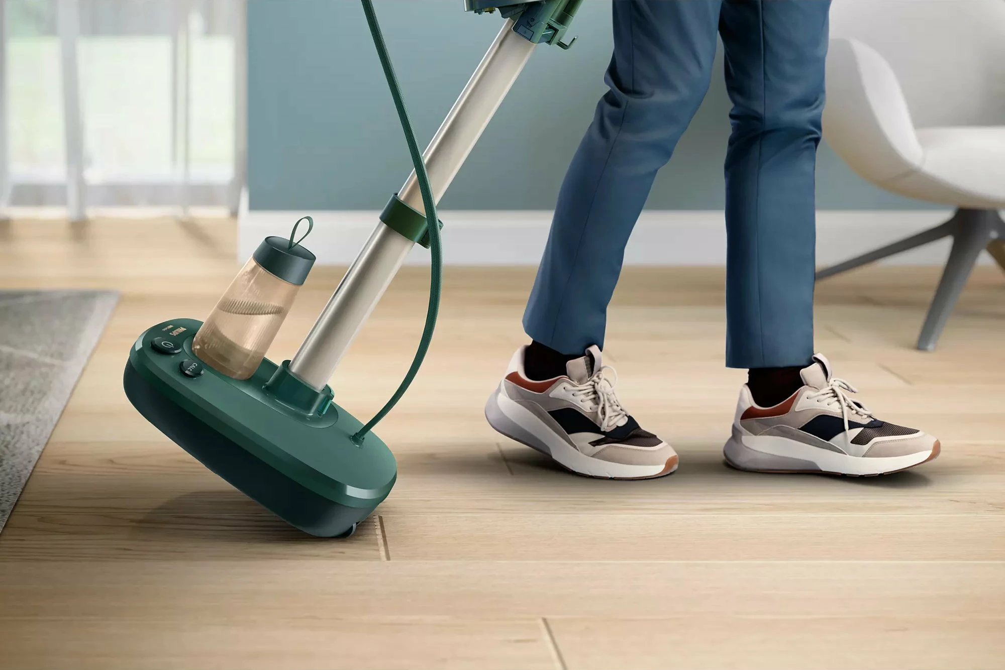 Hekur me avull all-in-one Philips AIS6020/70, 45 g/min, rezervuar 1.1 L, OptimalTEMP, Calc-Clean, jeshile