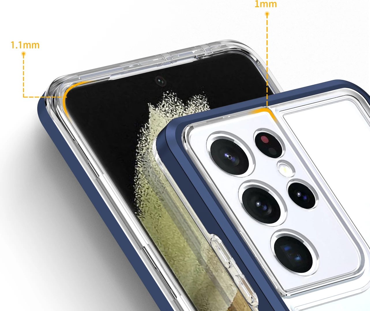 Mbështjellës Hurtel Clear 3in1 për Samsung Galaxy S23 Ultra, kornizë kaltër, transparent