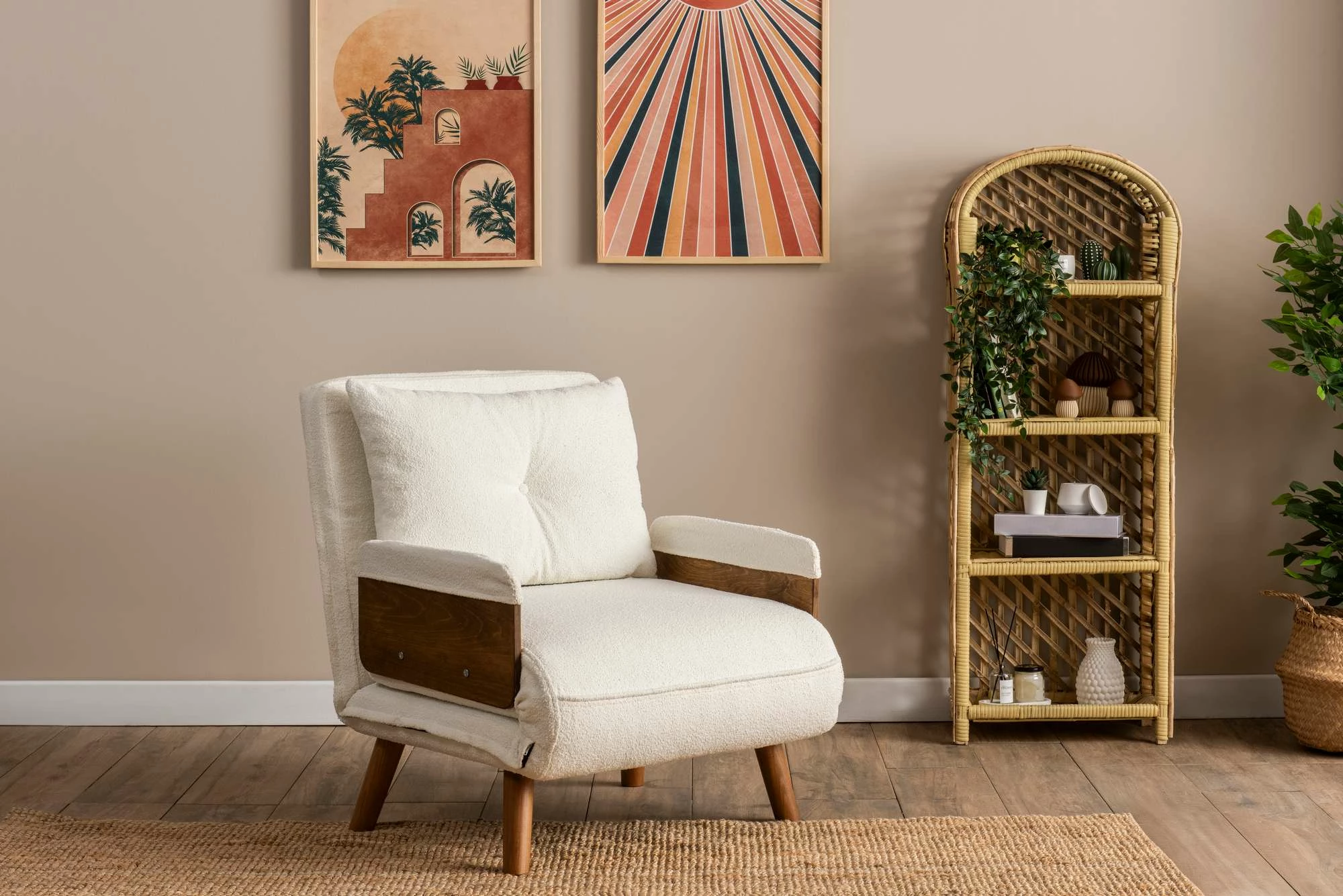 Krevat-karrige një vendës, Atelier del Sofa, Cosmo Single, material teddy, e bardhë