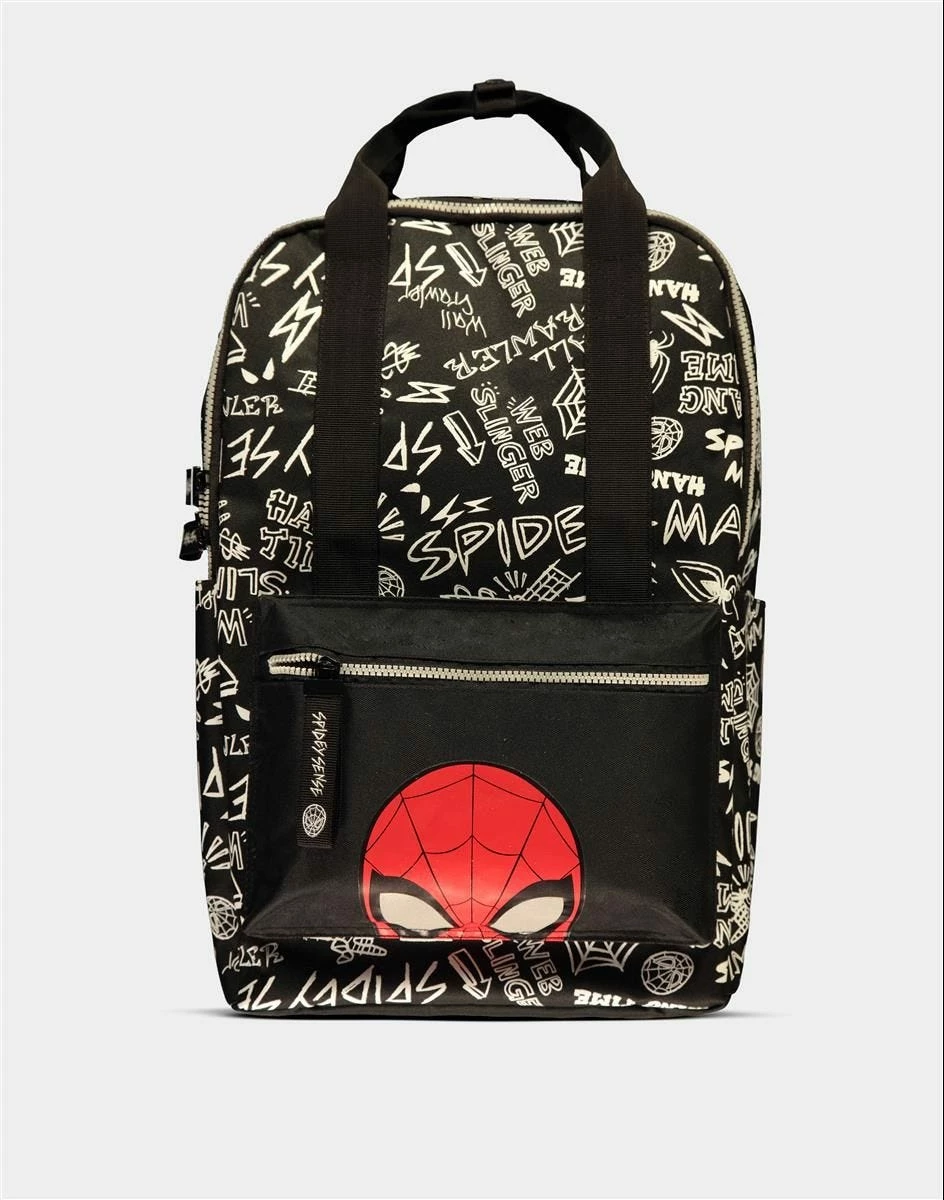 Çantë shpine Difuzed Marvel AOP, ndarje për laptop 17", print Spider-Man, e zezë