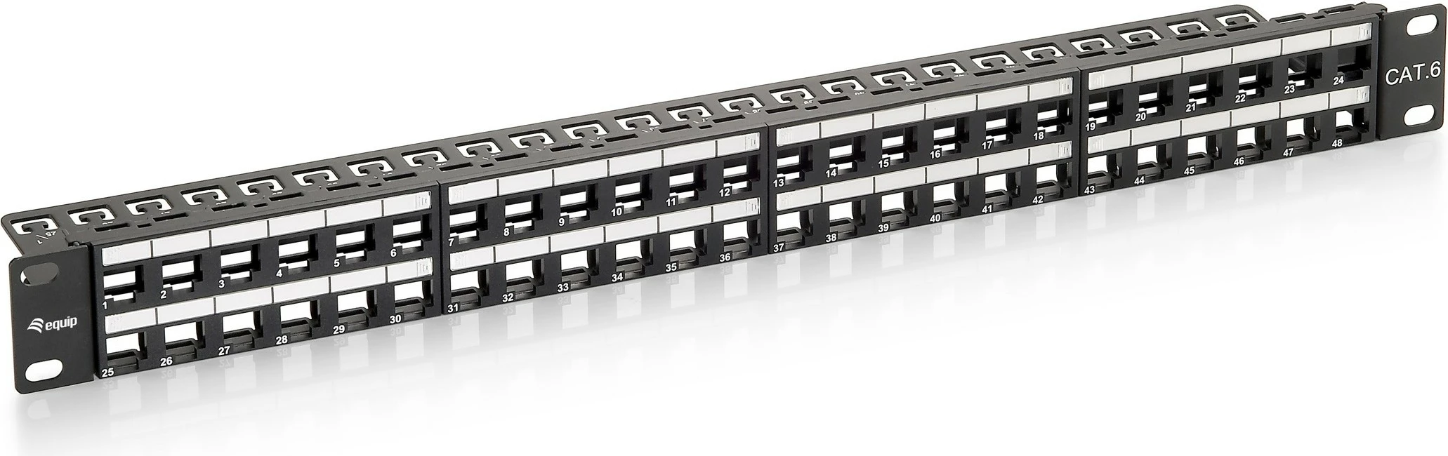 Patch panel Equip 48-portë, Cat6, rack 1U, zi