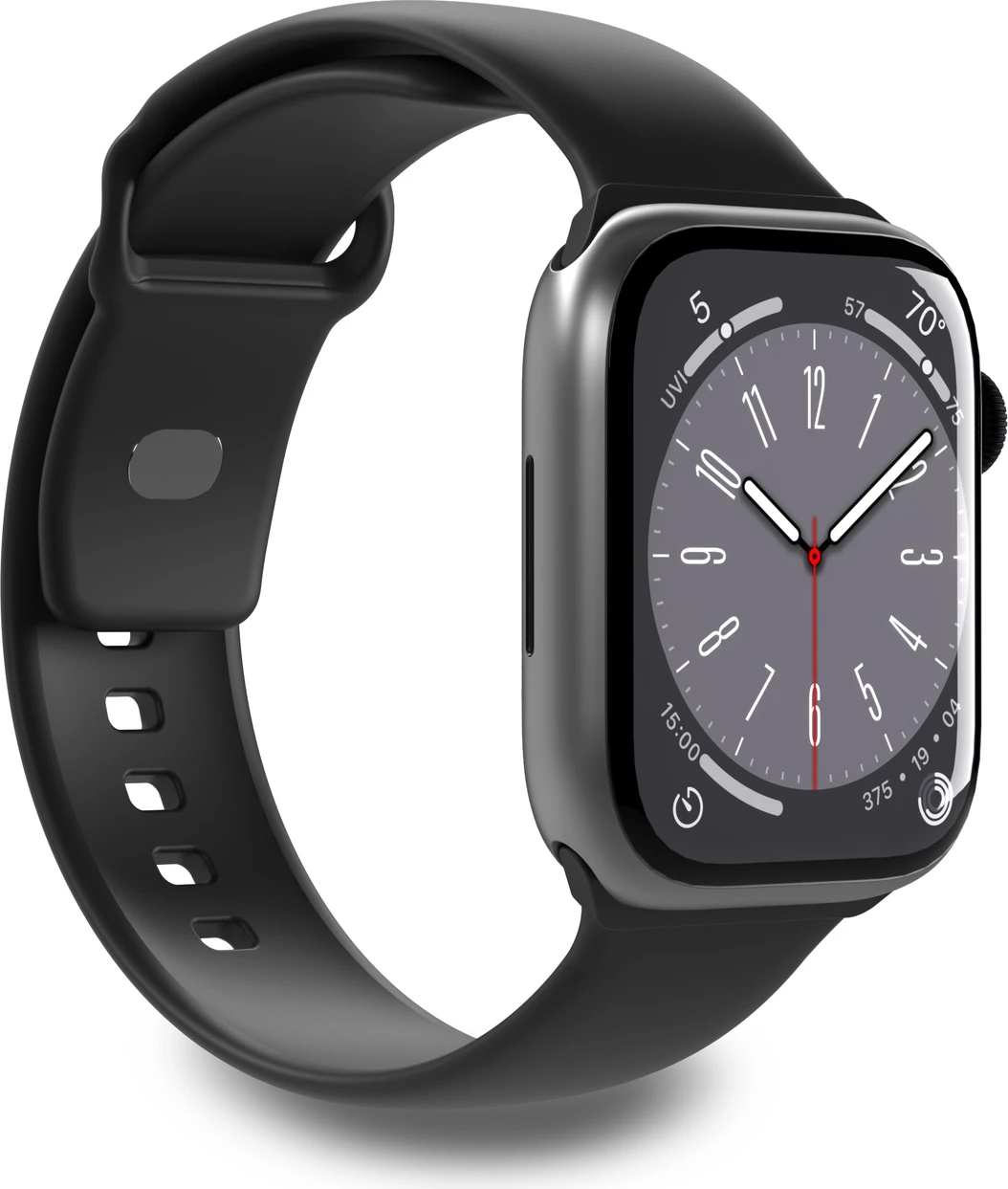 Rrip silikoni për Apple Watch Puro Icon, 42/44/45/49 mm, i zi, set prej 2 copë