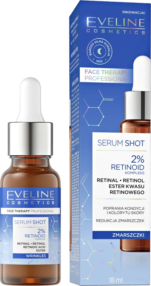 Serum kundër rrudhave për femra Eveline Cosmetics Serum Shot me 2% Retinoid Complex, 18ml
