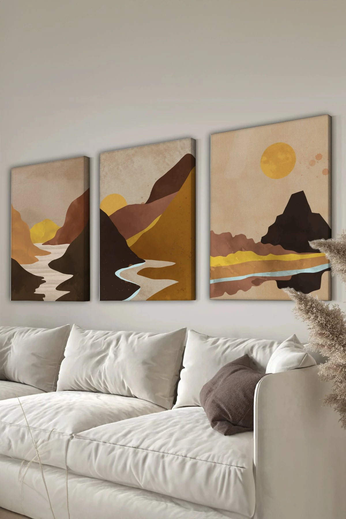 Set pikturash dekorative në kanavacë, 3 pjesë, Wallity, 50x70cm