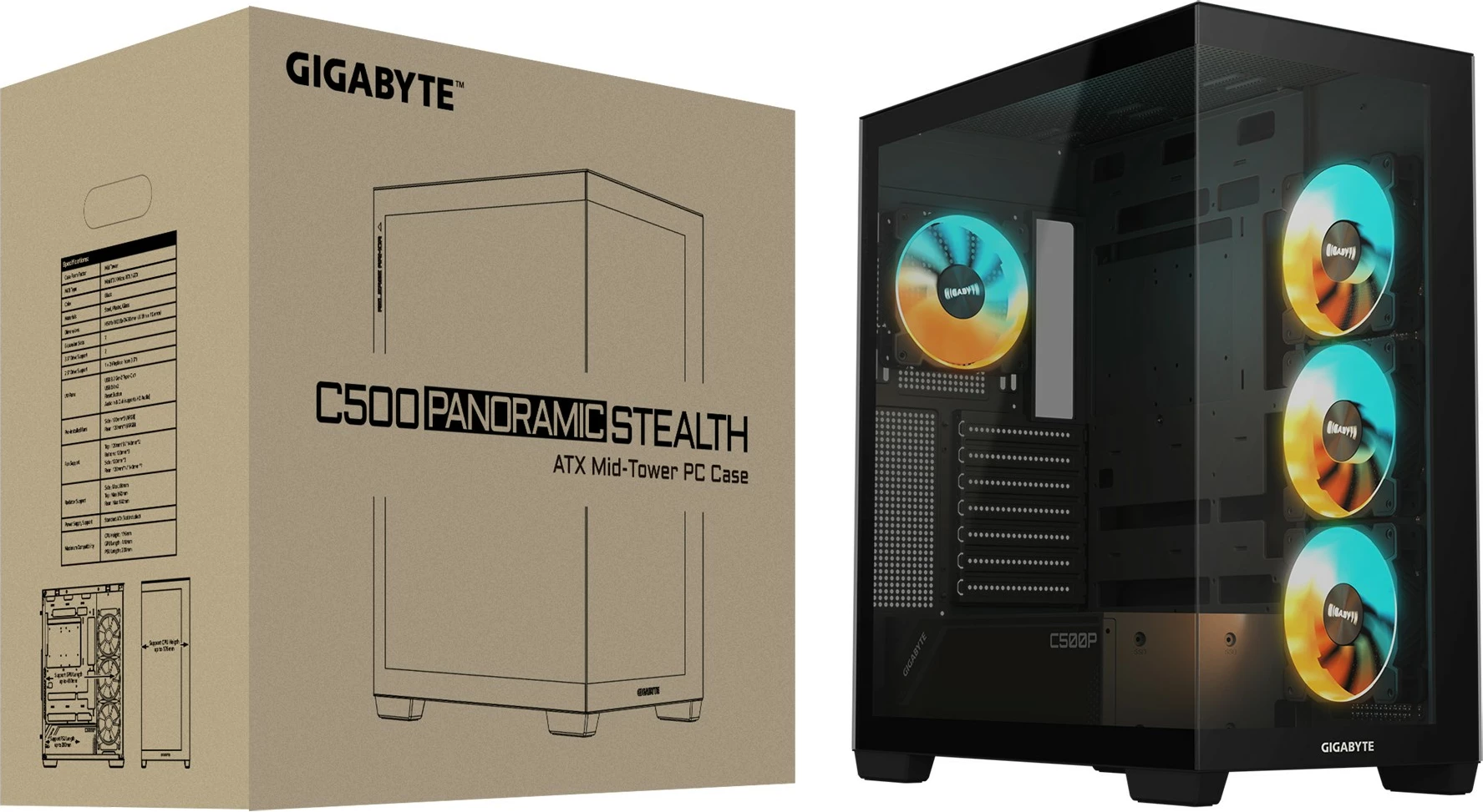 Kasë Gigabyte GB-C500P ST RGB, midi tower, e zezë