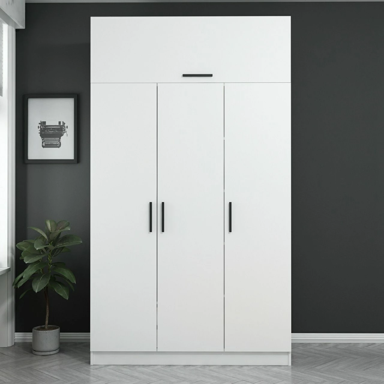 Dollap për dhomë gjumi, ngjyrë e bardhë, Skye Decor, Kale 255