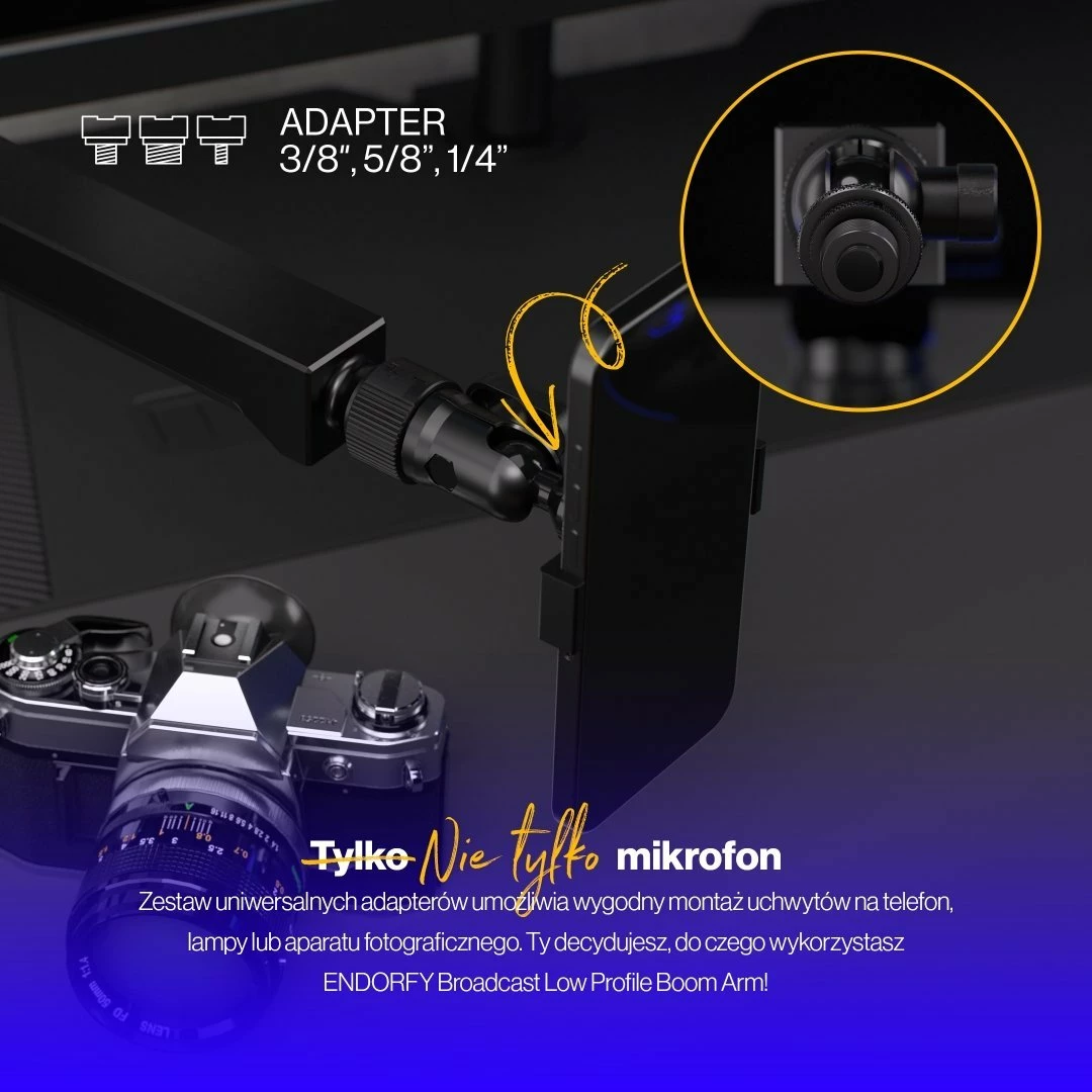 Krah boom për mikrofon Endorfy Broadcast Low Profile Boom Arm EY0A009, i zi, set