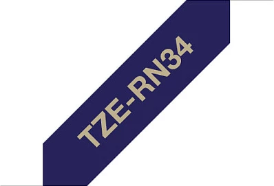 Shirit etiketash Brother TZE-RN34, TZe 12mm x 4m, gold on navy