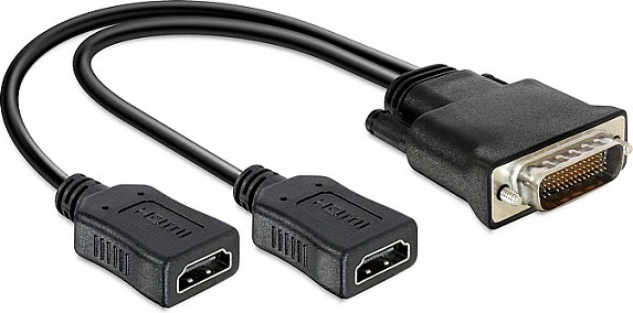 Kabllo adapter DeLOCK 65280, DMS-59 në 2x HDMI, 0.25 m, i zi
