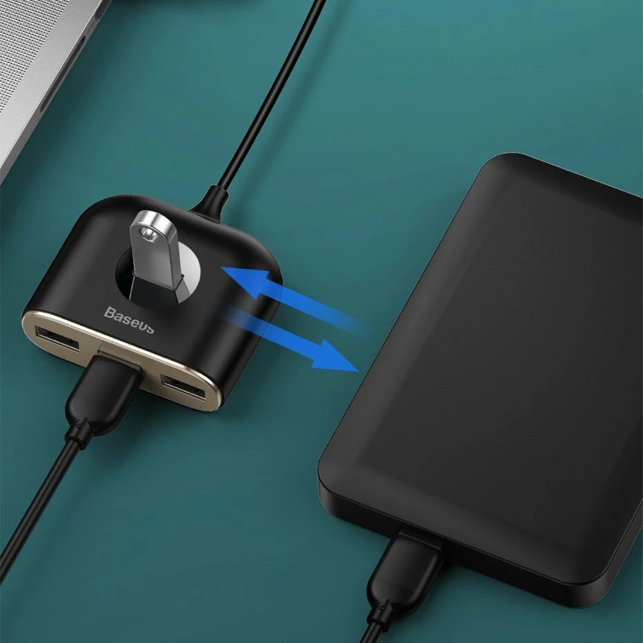 HUB Baseus Square CAHUB-AY01, 4 porte USB-A, 1m, e zezë