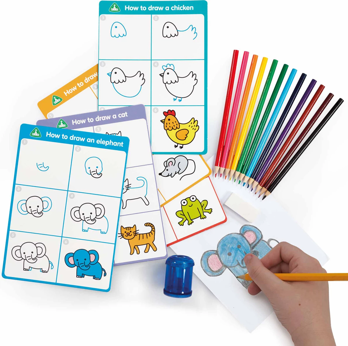Set me figura për ngjyrosje Early Learning Centre Learn To Draw Animals Craft