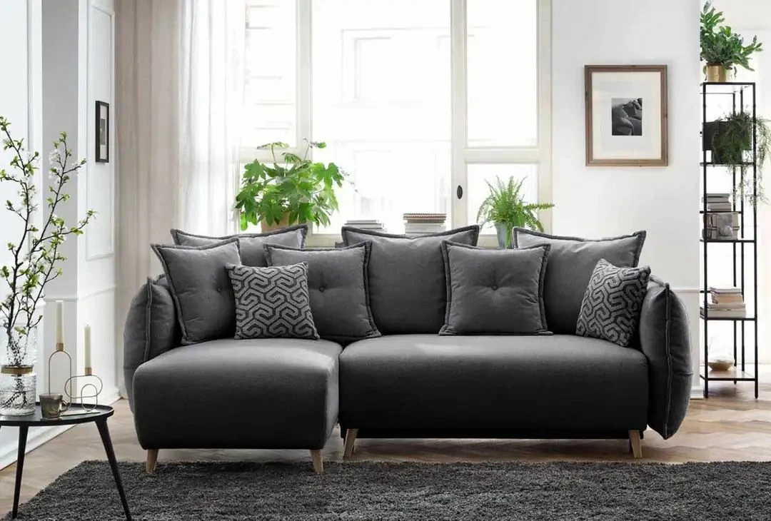Kënd-sofë krevati Atelier del Sofa, ngjyrë antracit, Puffy