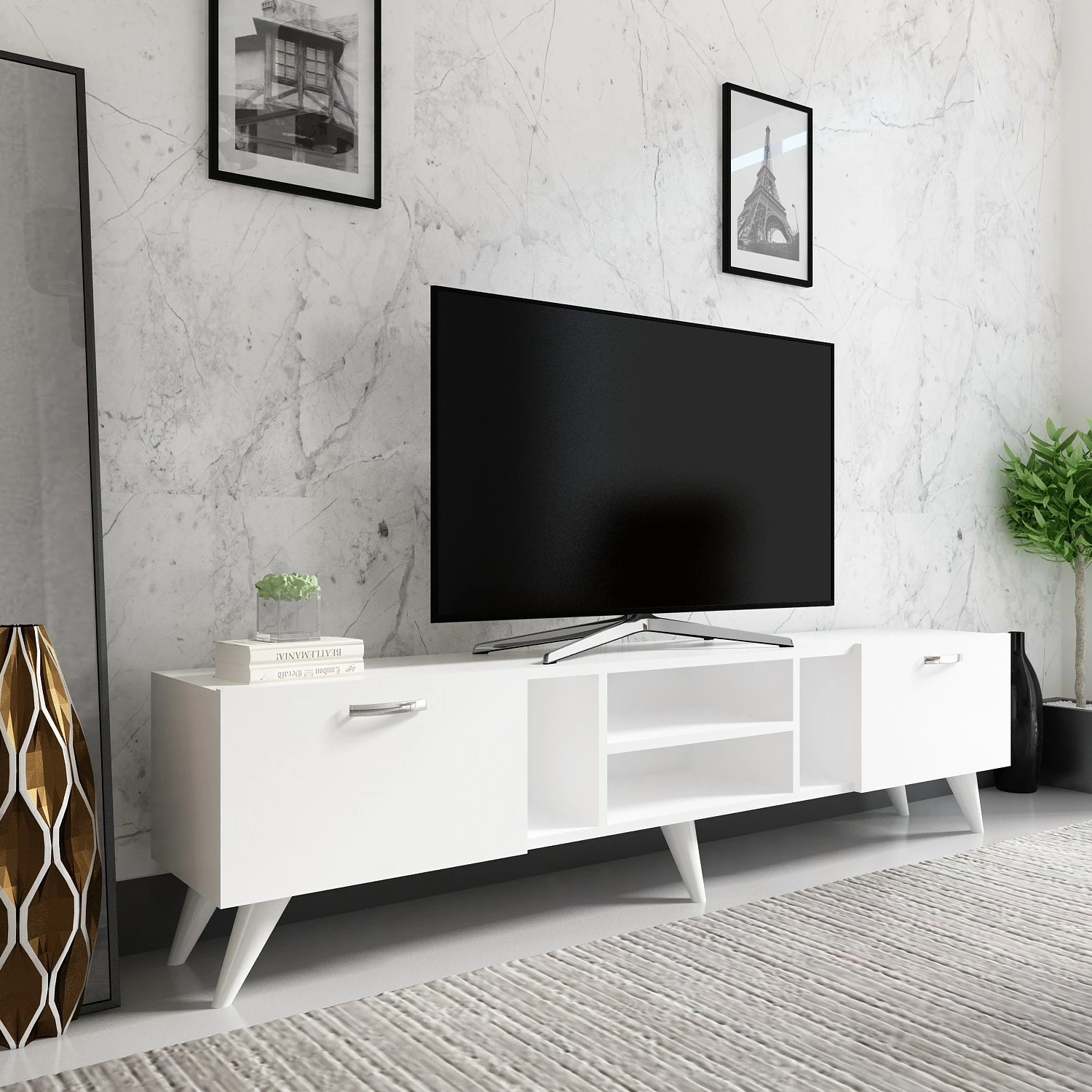Komodë TV Hanah Home, Rudy, e bardhë