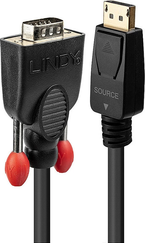 Kabllo Lindy DisplayPort në VGA, 2m, 1920x1200, e zezë