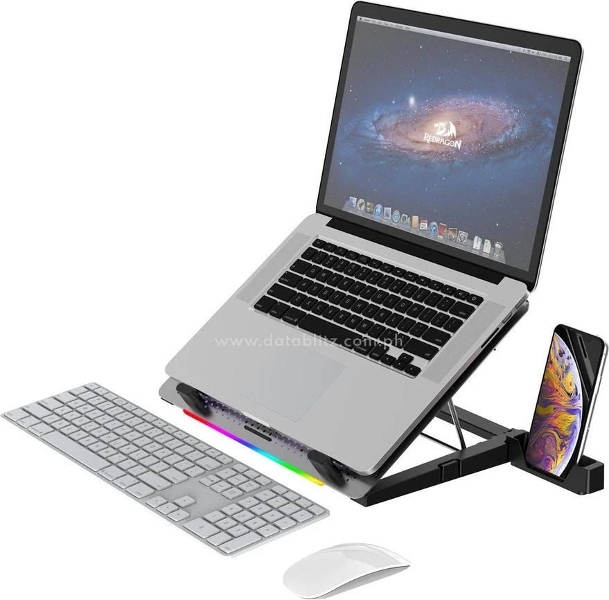 Stendë ftohëse për laptop Redragon Ivy GCP500, 5 ventilatorë, RGB, deri 15.6\", 2x USB, e zezë