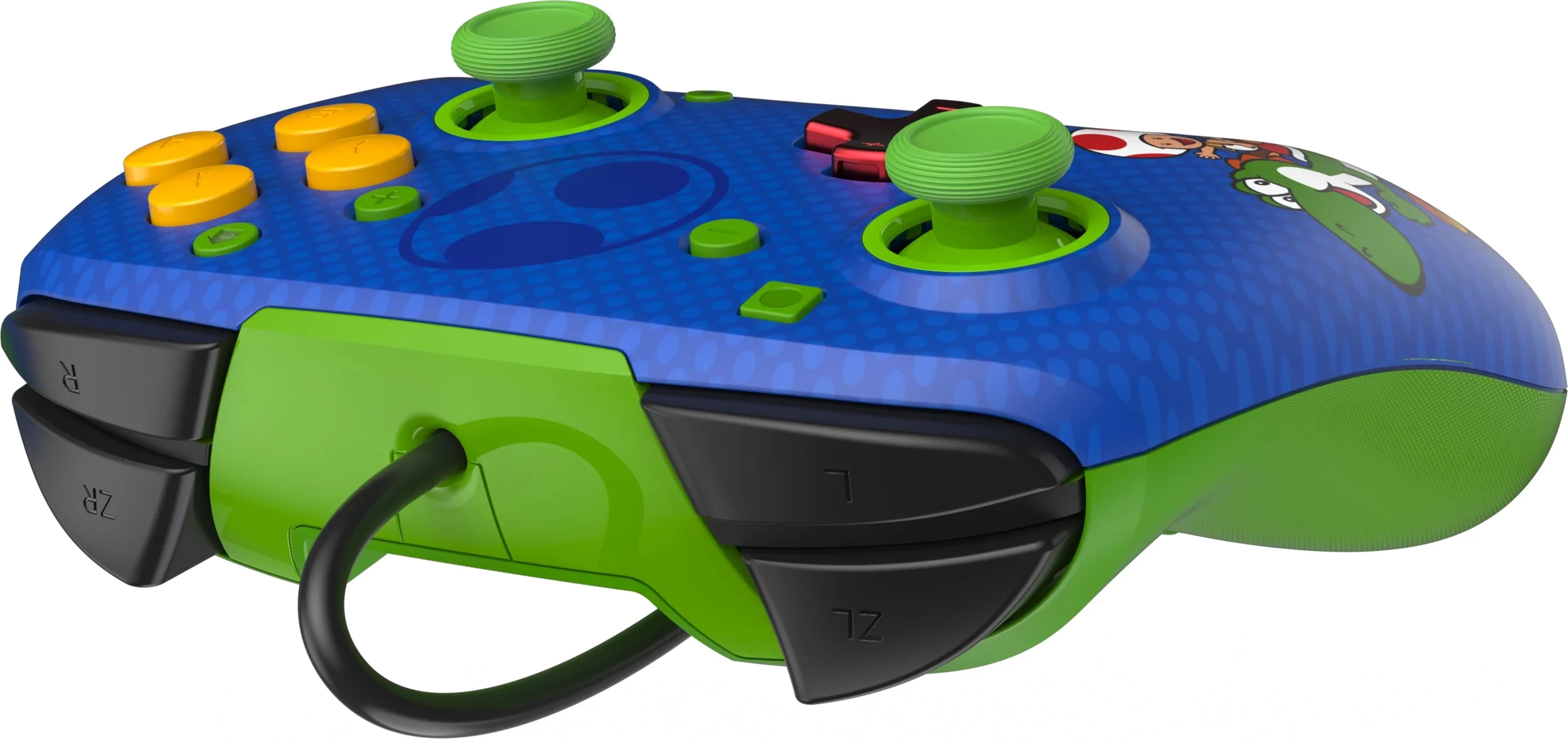 Kontroller me kabllo PDP Rematch Toad & Yoshi për Nintendo Switch, 3.5mm audio jack, butona prapa, blu/jeshil
