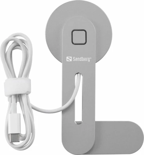 Karikues wireless magnetik Sandberg ScreenMount 441-53, Qi 15W, USB-C, me montim për ekran/automjet, gri, set