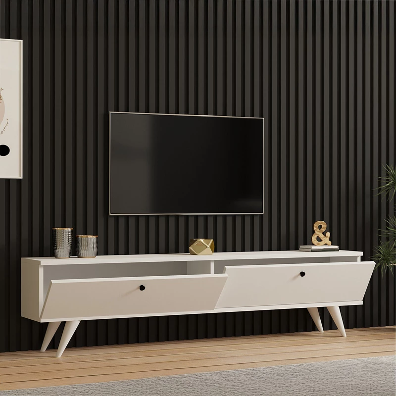 Kabinet TV Jate, ngjyrë e bardhë, 160x25x40cm