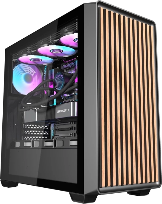 Kasë Darkflash DS900WD me 4 ventilatorë, Midi Tower, xham i fortë, ATX, e zezë