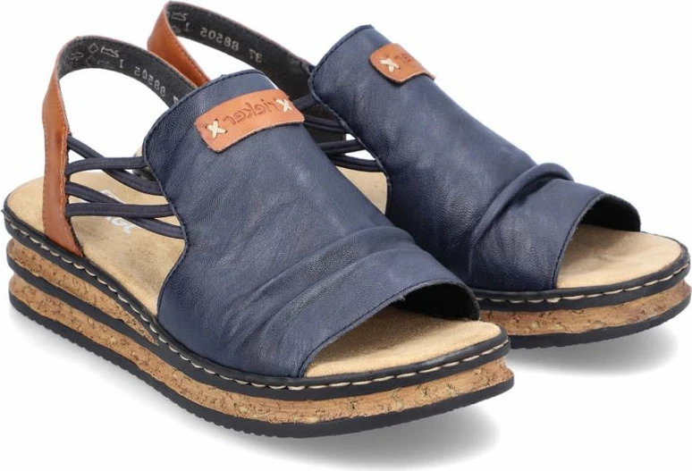 Sandale platforme femra Rieker 62962-14, të kaltra