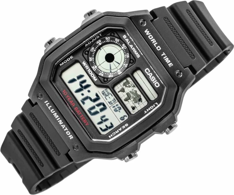 Orë dore për meshkuj Casio, e zezë