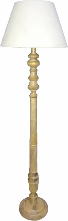 Llambë dyshemeje, dru natyral, pëlhurë bezhë, 25x25x163 cm