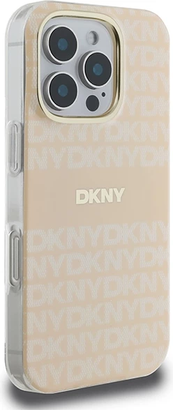 Mbështjellës DKNY Repeat Texture Pattern & Stripe MagSafe për iPhone 16 Pro, Rozë