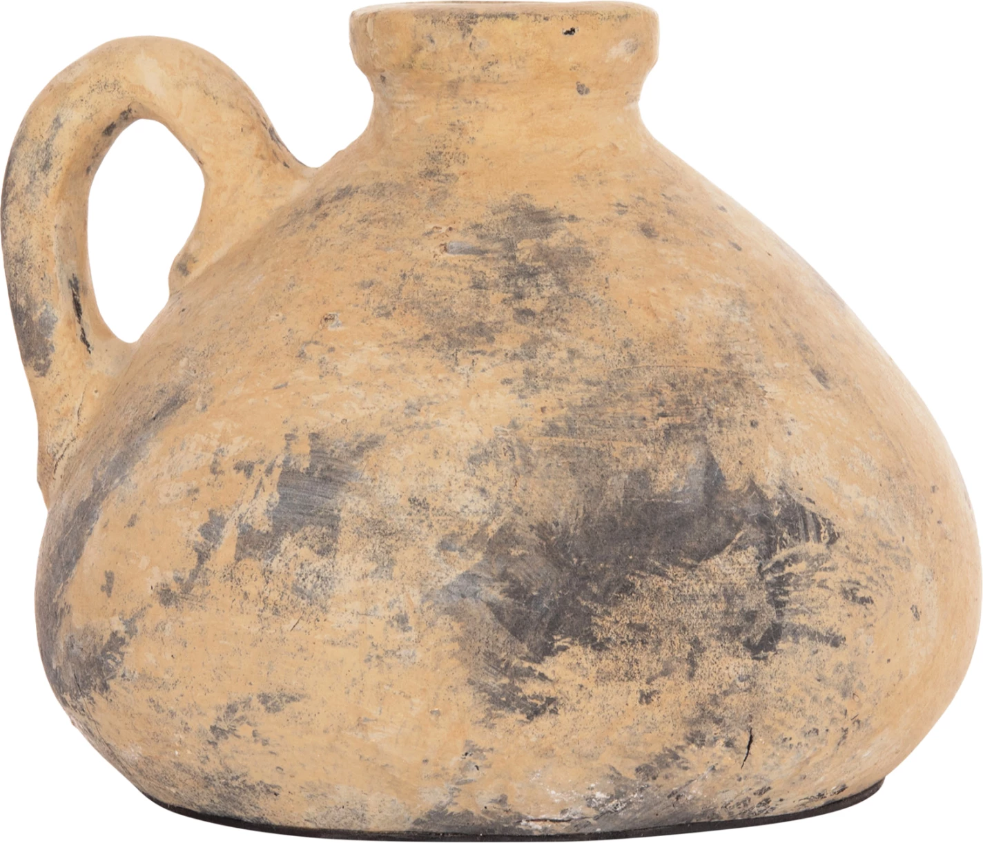 Vazo dekorative tavoline VERMO, terrakotë, bezhë e fërkuar, Φ22x17Hcm