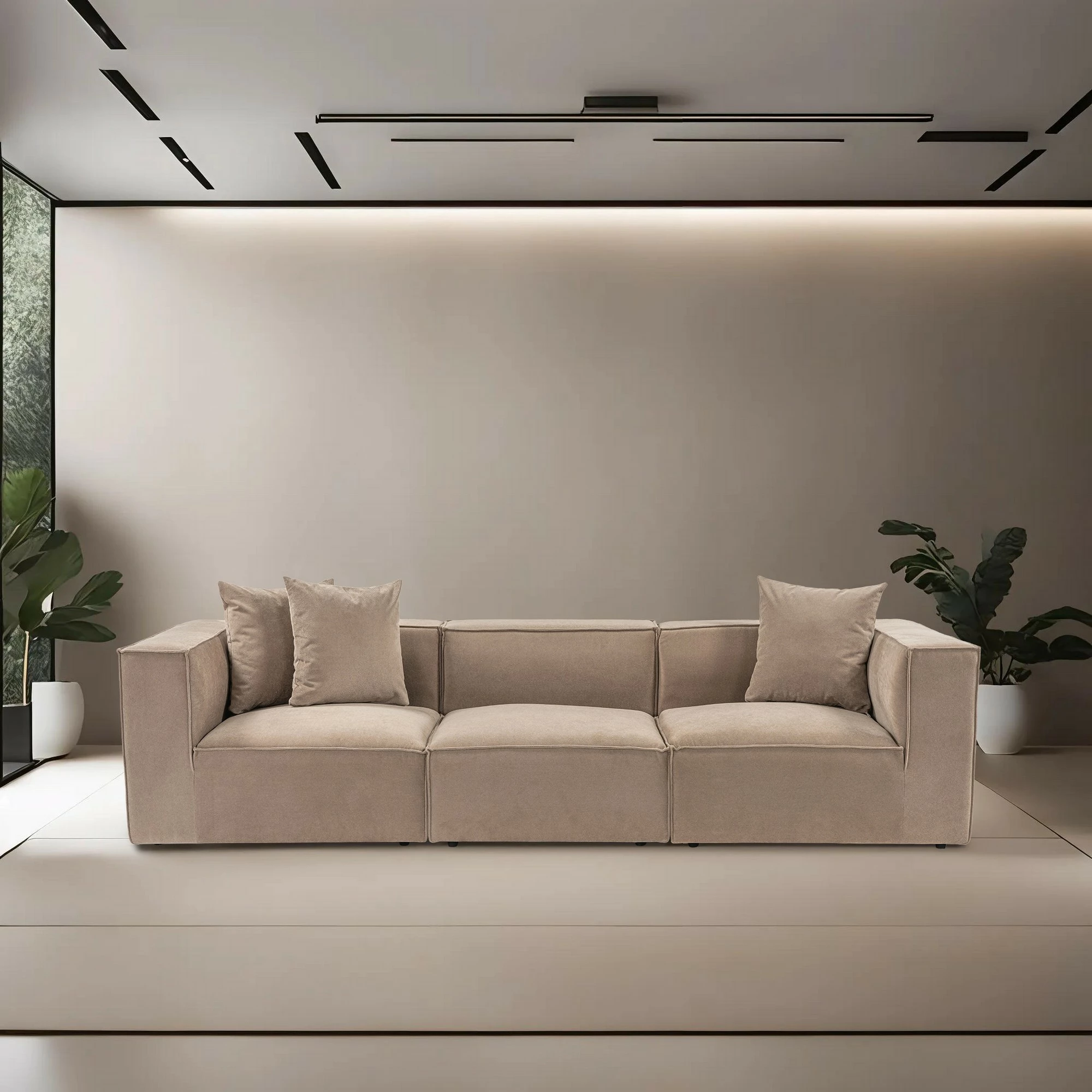 Divan treshe Atelier del Sofa, Sora 3, ngjyrë kapuçino