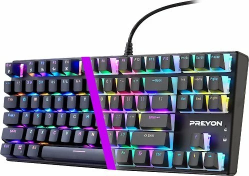 Tastierë mekanike PREYON Brown Blitz Claw PBRBC87B, TKL 80%, Gateron Brown, RGB, USB, US layout, e zezë
