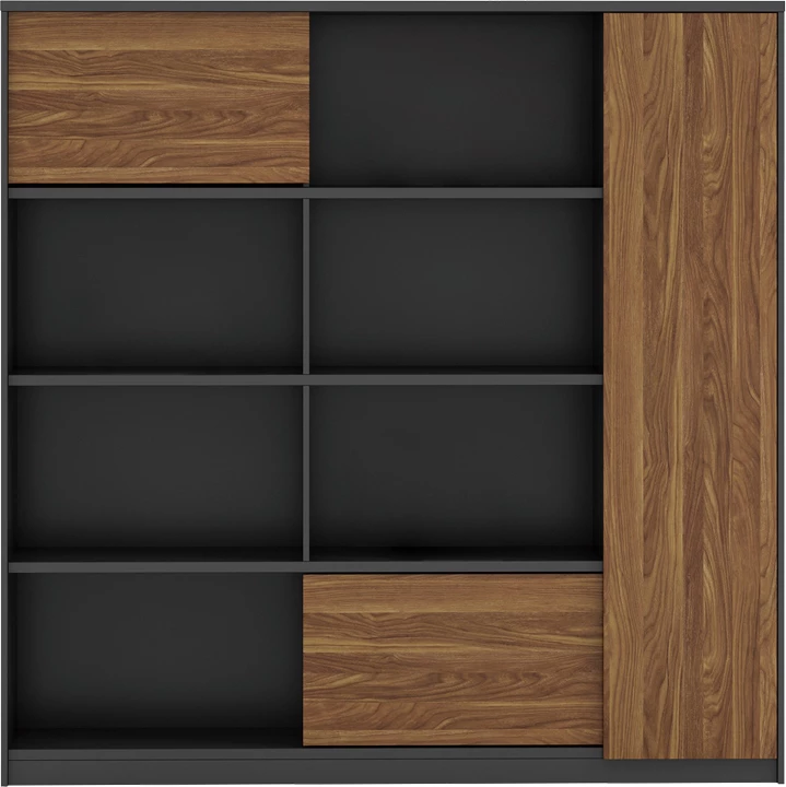 Raft profesional për zyre, ngjyrë arre-qymyr, 180x40x180cm