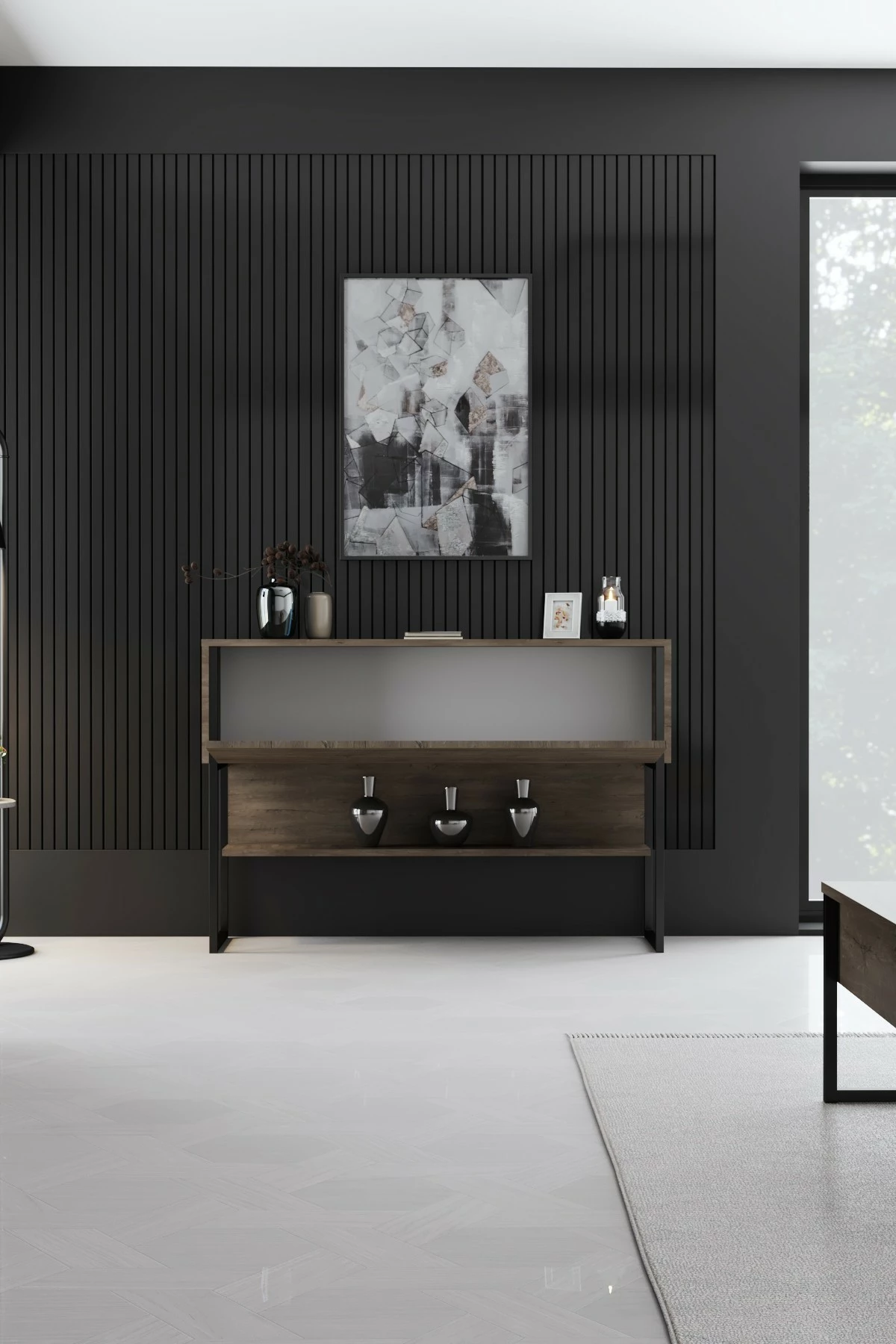 Komodë Hanah Home, Luxe, e zezë dhe arre