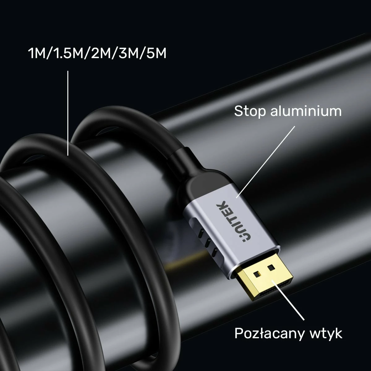 Kabllo DisplayPort Unitek C1628GY01-2M 2m DP 1.4 8K@60Hz/4K@240Hz, zezë