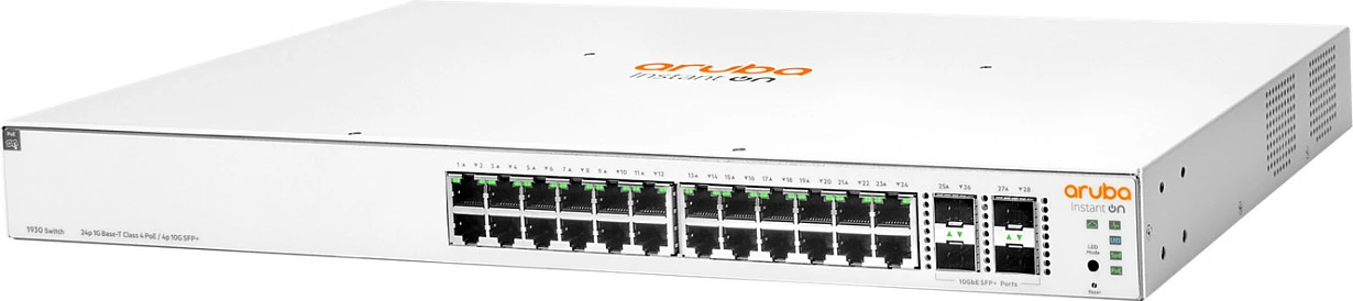 Switch HPE Aruba Instant On 1930 24G PoE+ 370W, 24x Gigabit, 4x SFP/SFP+ 10G, rack 1U, i bardhë