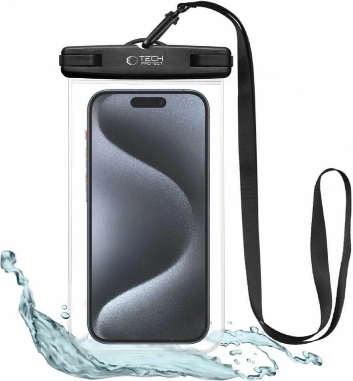 Qese ujërezistente për telefona Tech-Protect UWC7, e zezë