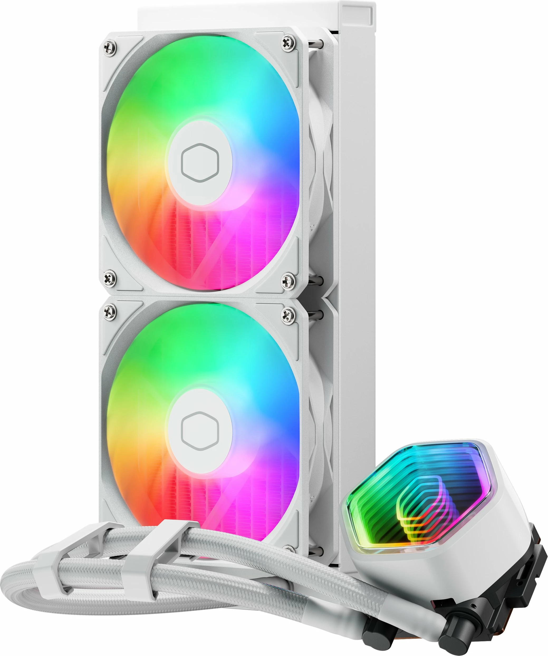 Ftohës me ujë Cooler Master MasterLiquid 240 Core II ARGB 240mm, 2x120mm (MLW-D24M-A18PA-RW), bardhë