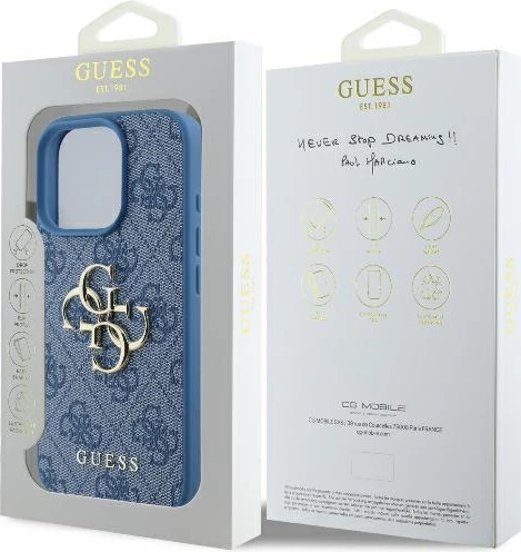 Mbështjellës Guess 4G Big Logo për iPhone 16 Pro Max, Kaltër