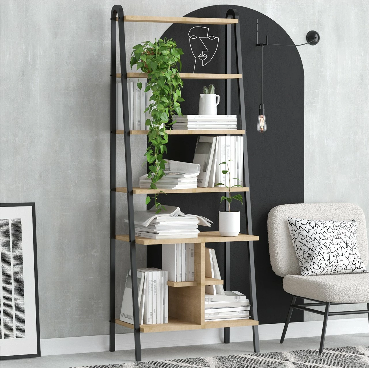 Raft librash Hanah Home, ngjyrë lisi Sapphire, e zezë