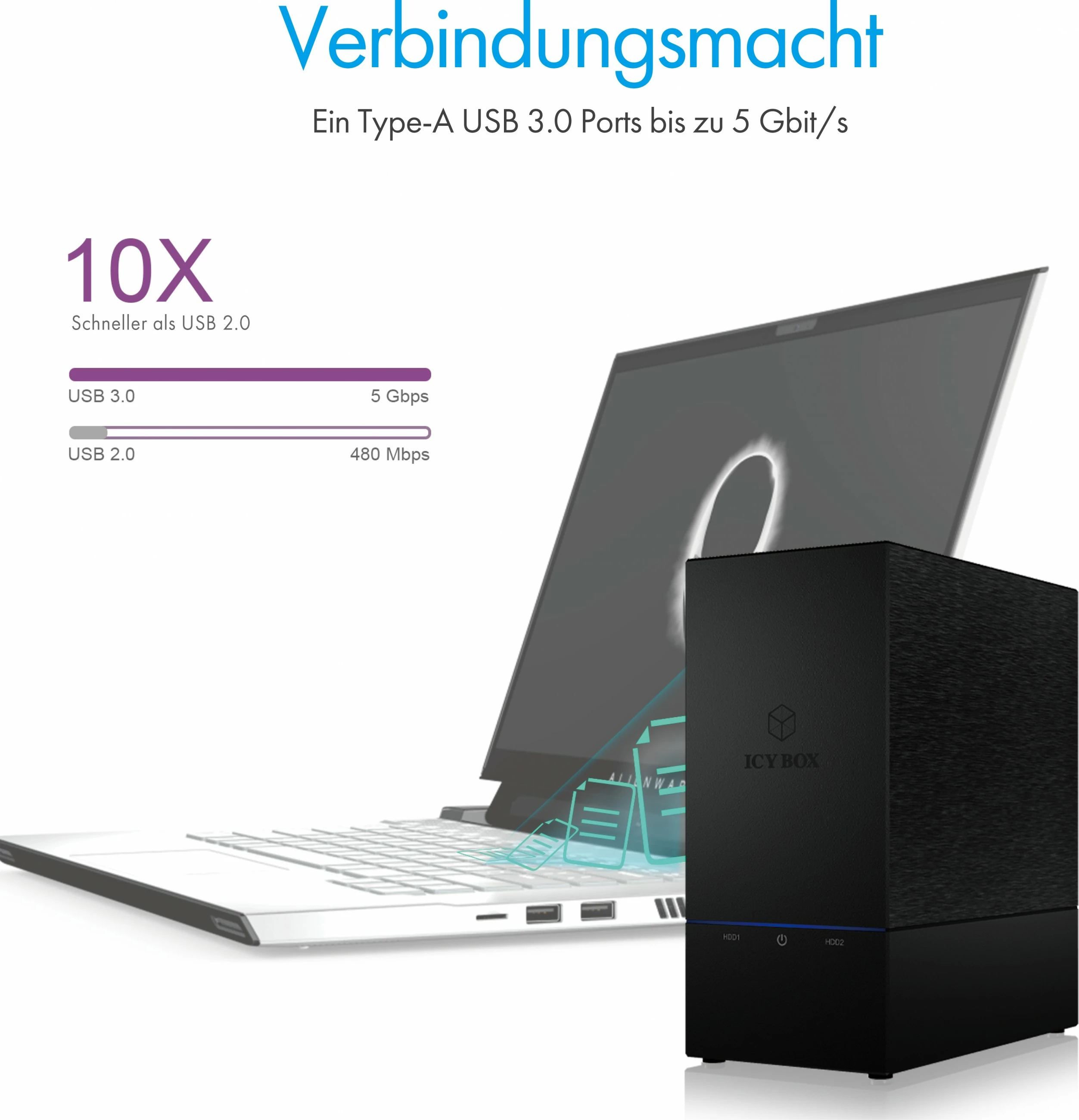 Kasë eksternale ICY BOX IB-RD3621U3, 2x3.5", USB 3.0, RAID, e zezë