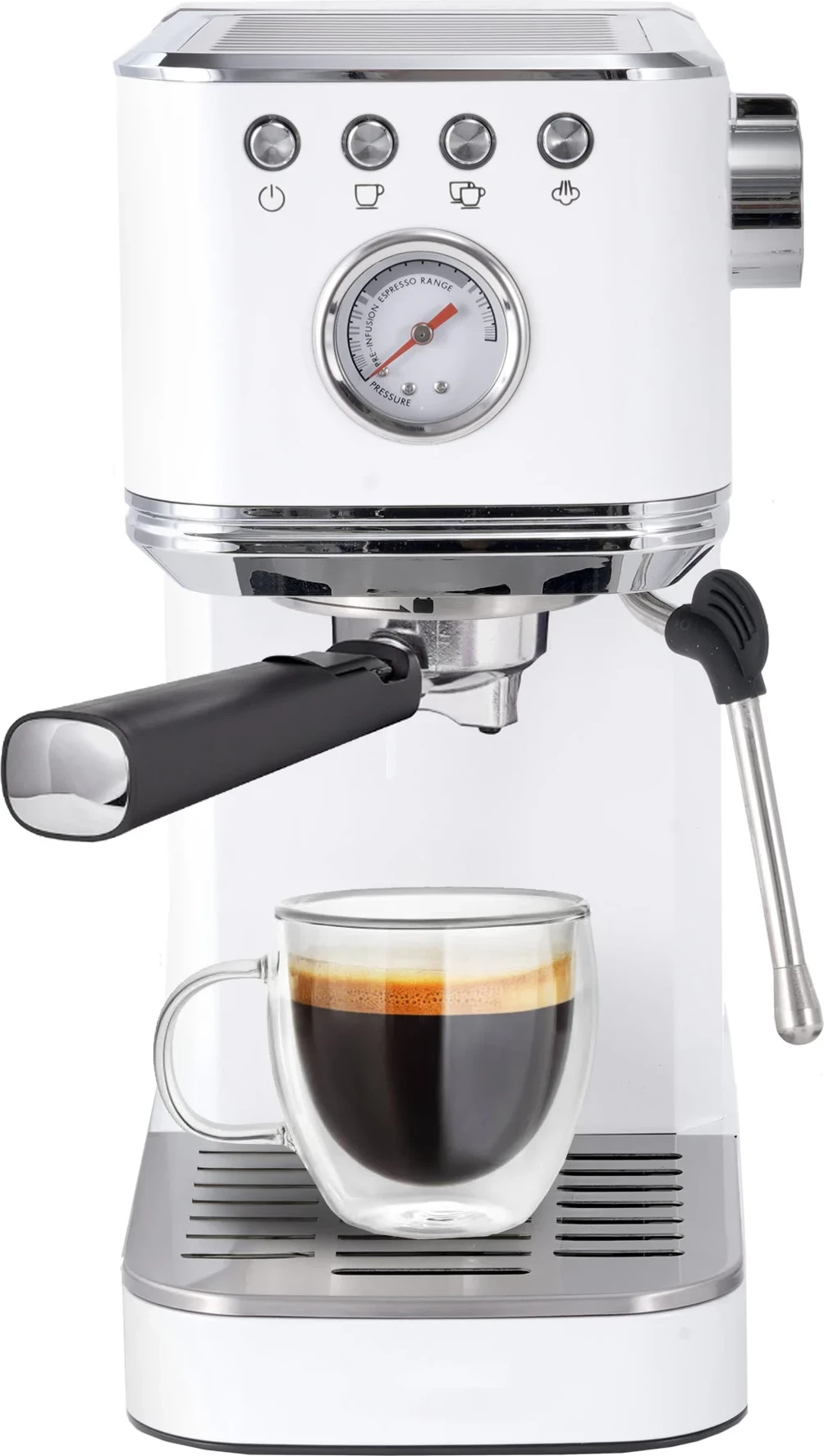 Makinë espresso Elit Perfetto ECM-24 2u1 1350W 20 bar 1.2L, e bardhë me shkëlqim