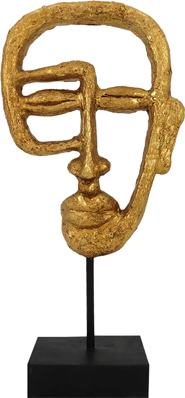 Dekor abstrakt fytyre, ngjyrë ari e zezë, 15x7x32cm