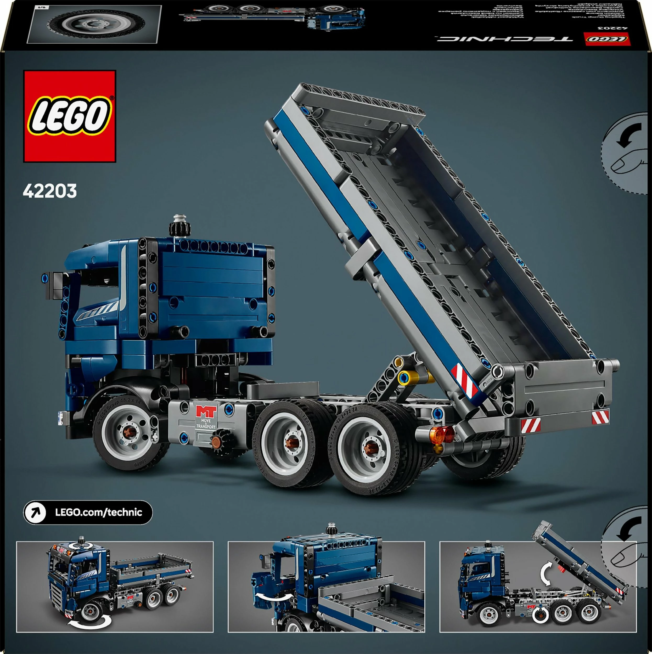 Set LEGO Technic kamion vetëshkarkues 42203, 462 copë, 9+, i kaltër