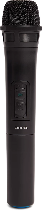 Altoparlant portativ Bluetooth Aiwa KBTUS-608 80 W RMS me drita RGB, me karrocë me rrota, i zi, me 2 mikrofonë wireless