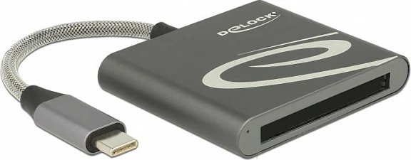 Lexues kartelash DeLOCK 91745 CFast/CFast 2.0, USB-C, USB 3.2 Gen 1, 5 Gbit/s, alumini, zi/argjendtë