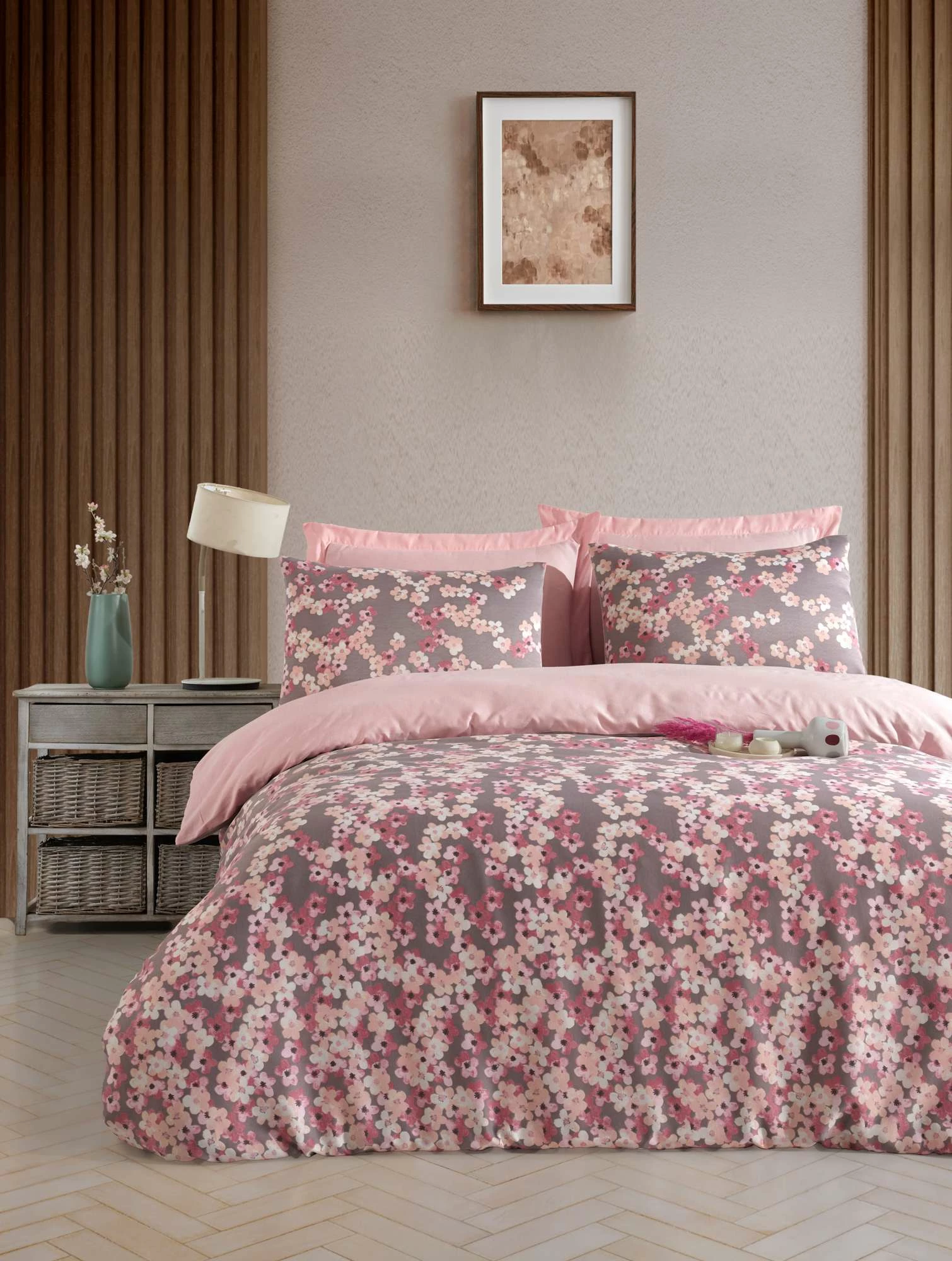 Set mbulesë jorgan për teke XXL, saten, ngjyrë vjollcë, L'essentiel, Piti Yaprak